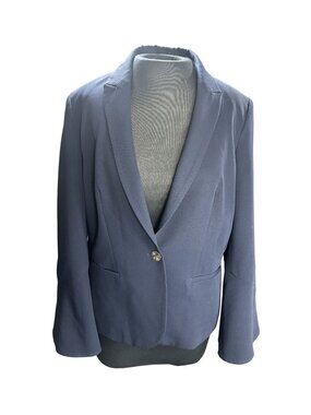 Tommy Hilfiger Womens Navy Blazer With Flared Sleeves Size 10 One-Button Closure